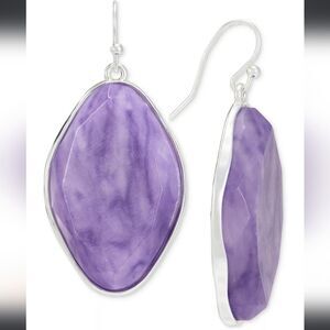 Style & Co. Silver-Tone Purple Stone Hook Earrings